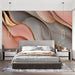 Papier peint moderne avec motifs abstraits rose et gris pour chambre à coucher élégante