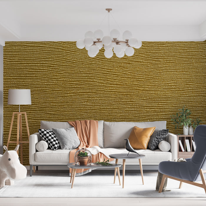 Papier peint doré texturé | Motif ondulé élégant