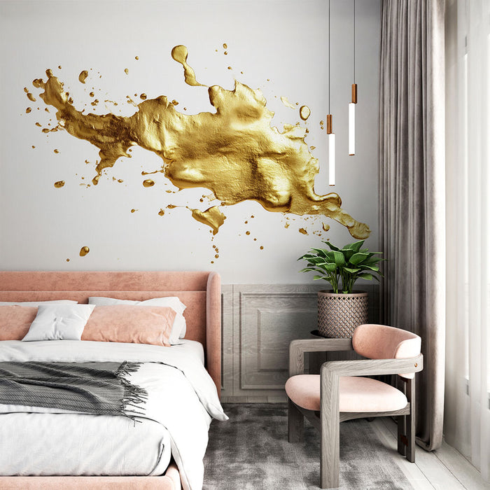 Papier peint Art Abstrait | Éclaboussure Dorée