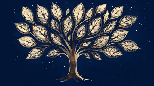 Papier peint arbre doré Élégance sur fond bleu