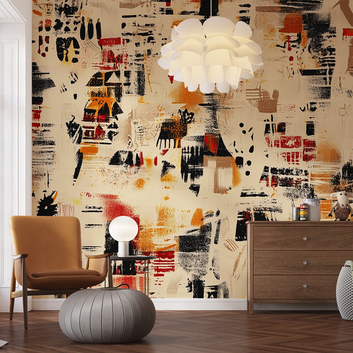 Papier peint abstrait | Tons chauds et contrastes modernes