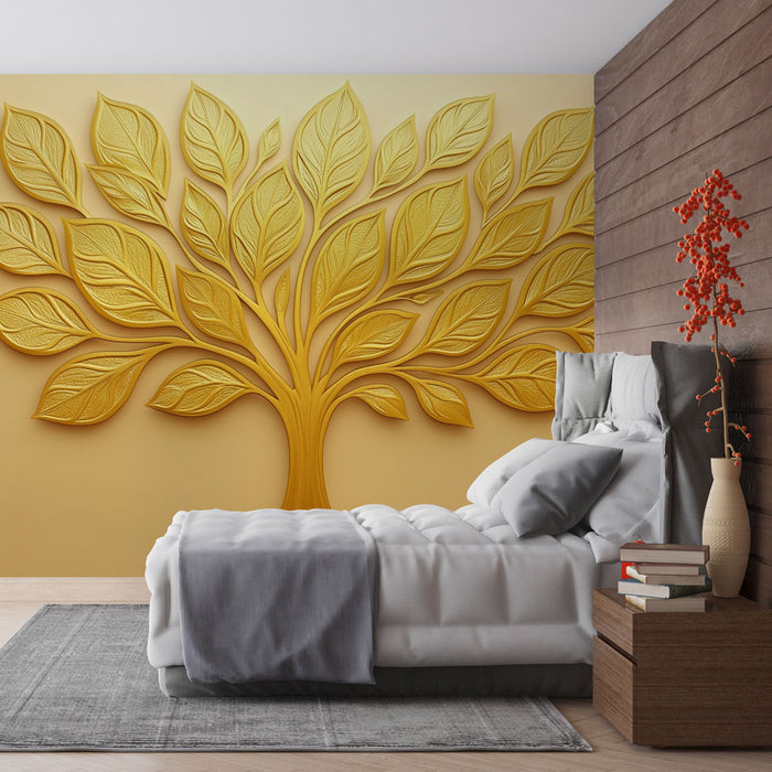Papier peint arbre doré | Élégance naturelle