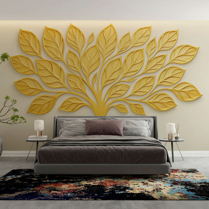 Papier peint arbre doré | Élégance et nature en relief