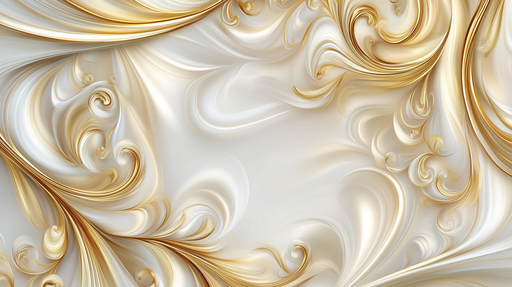 Papier peint abstrait Tourbillons dorés et ivoire