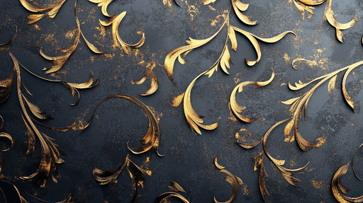 Papier peint baroque Motifs dorés sur fond noir