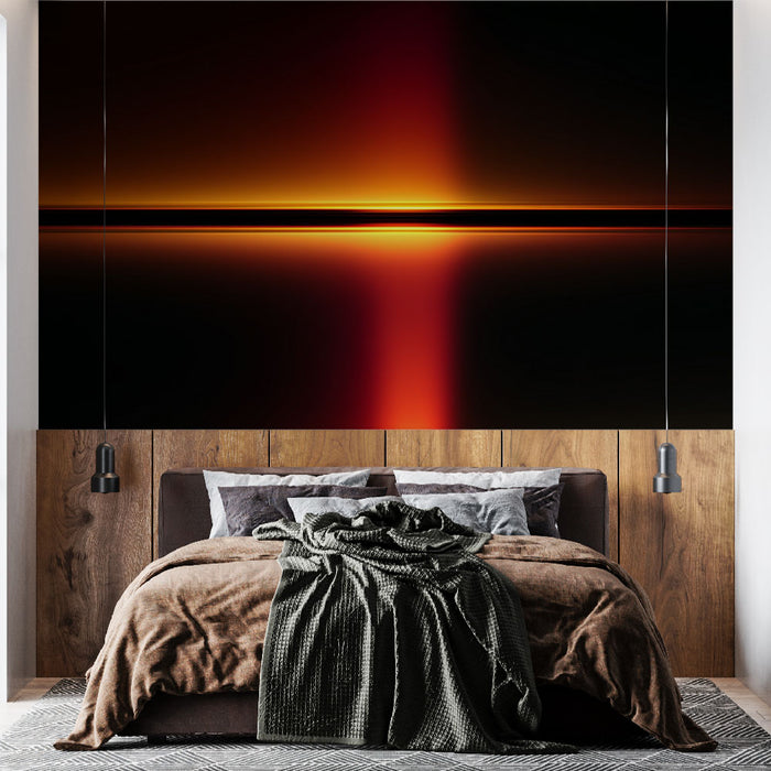 Papier peint lueur crépusculaire | Ambiance orange et rouge