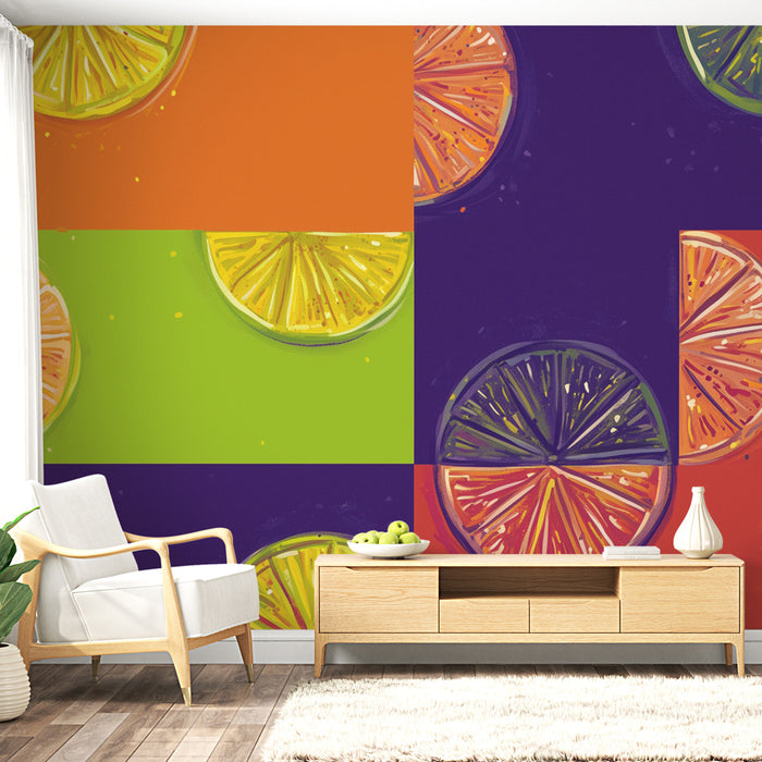 Papier peint agrumes | Explosion de couleurs vives