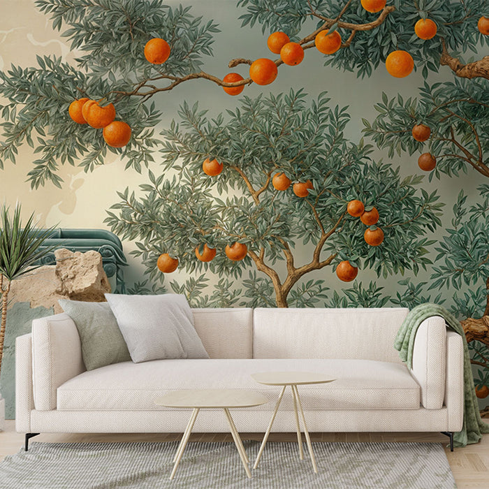 Papier peint oranger | Décor mural méditerranéen