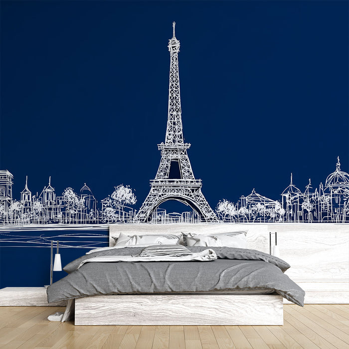 Papier peint Paris Skyline | Illustration Élégante