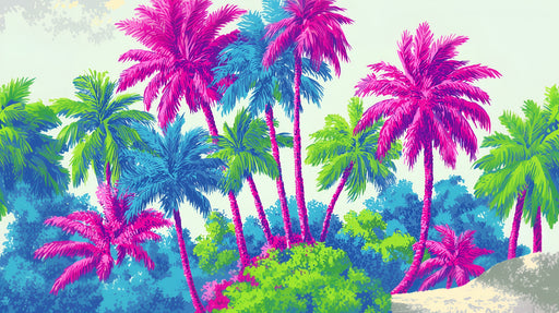 Papier peint tropical Couleurs vibrantes de palmiers