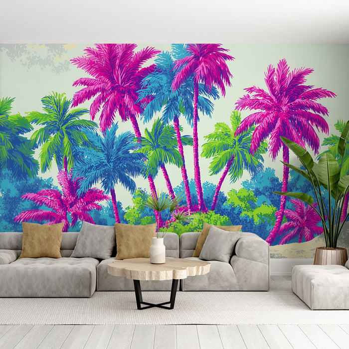 Papier peint tropical | Couleurs vibrantes de palmiers