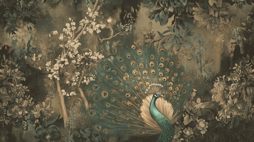 Papier peint paon Éclat de nature et élégance