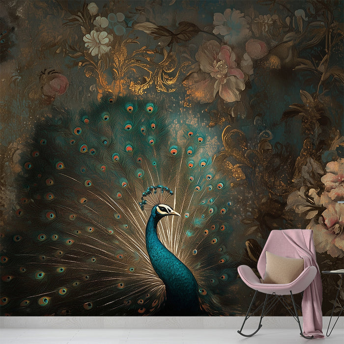 Papier peint paon | Charme exotique et floral