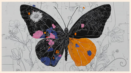 Papier peint papillon Design floral et coloré