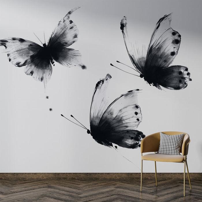 Papier peint papillon | Élégance monochrome