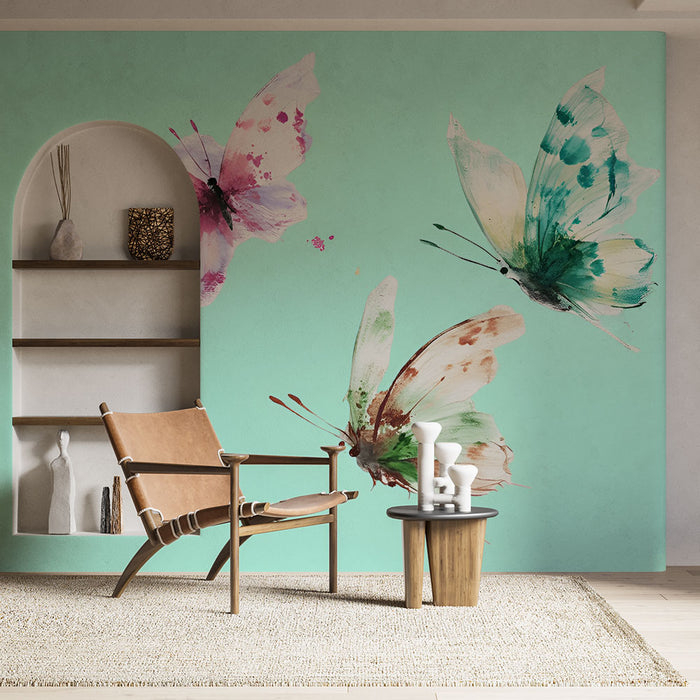 Papier peint papillons | Design aquarelle pastel