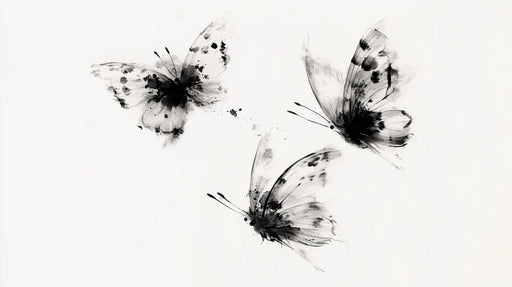 Papier peint papillons Design artistique en noir et blanc