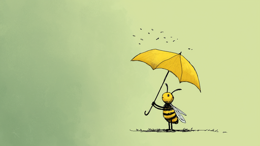 Papier peint abeille Une charmante abeille sous un parapluie jaune