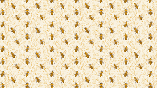 Papier peint abeilles Motif d'abeilles entourées de feuilles dorées
