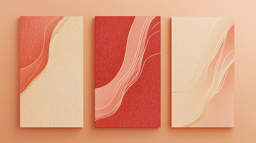Papier peint abstraction moderne Motifs fluides en dégradé de rouge et beige