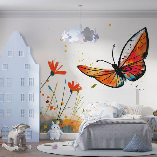 Papier peint abstrait coloré avec papillon et coquelicots, ajoutant une touche vive et joyeuse à la chambre d'enfant avec des motifs aquarelle et des couleurs éclatantes, parfait pour un décor moderne ou bohème. Papier Peint Chambre Enfant, Papier Peint Fleur, Papier Peint Animaux, Meilleures ventes, Papier peint chambre fillette, Papier peint chambre adolescent, Papier peint chambre garçon, Papier peint abstrait, Papier peint papillon, Papier peint coquelicot, Papier peint enfant, LePapierPeint