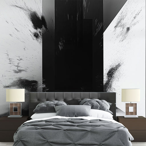 Papier peint abstrait noir et blanc avec effet dynamique pour chambre moderne