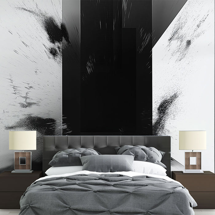 Papier peint abstrait noir et blanc avec effet dynamique pour chambre moderne