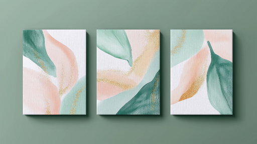 Papier peint abstrait floral Motifs doux et couleurs pastel