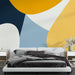 Papier peint abstrait avec formes fluides et couleurs vives pour chambre moderne