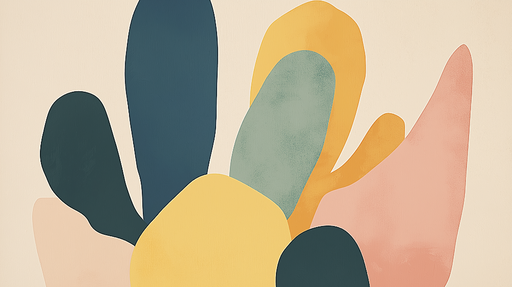 Papier peint abstrait Formes organiques colorées sur fond neutre