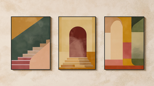 Papier peint abstrait géométrique Motifs de marches et arches modernes