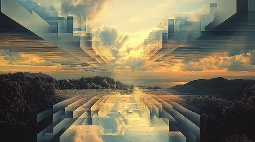 Papier peint abstrait Horizon futuriste et reflets lumineux