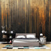 Papier peint abstrait avec lignes dorées sur fond noir et or pour chambre moderne