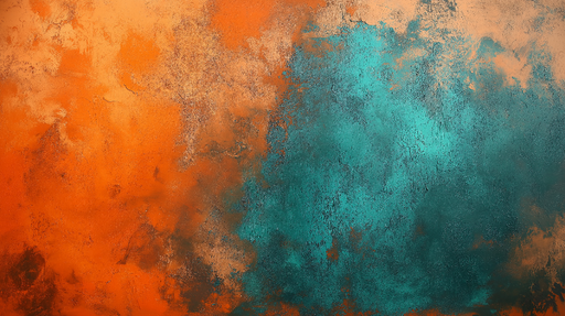 Papier peint abstrait Mélange vibrante d'orange et de turquoise