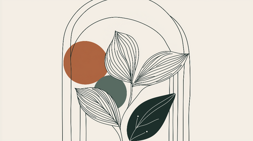 Papier peint abstrait Motif de feuilles stylisées avec des cercles colorés