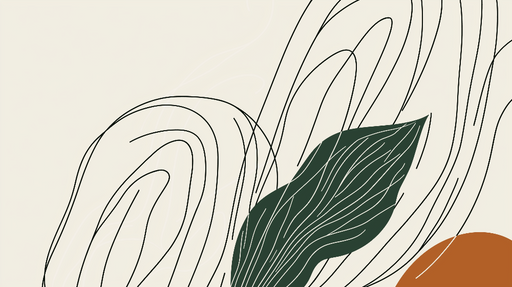 Papier peint abstrait Motif de lignes fluides et de feuilles stylisées