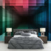 Papier peint abstrait avec motif géométrique en dégradé de couleurs vives pour chambre moderne