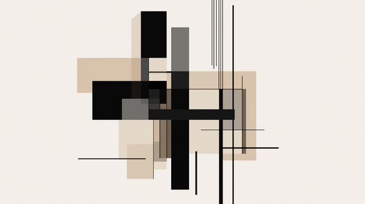 Papier peint abstrait Motif géométrique en noir et beige