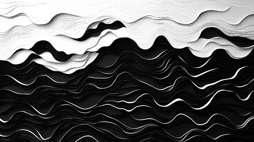 Papier peint abstrait Motif ondulant en noir et blanc