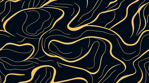 Papier peint abstrait Motif ondulant noir et doré