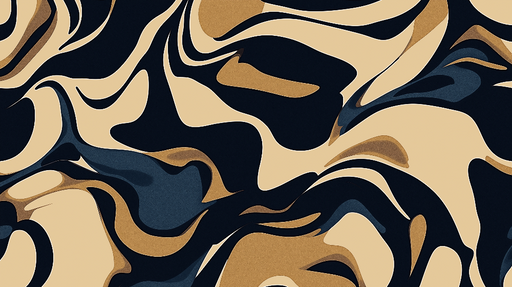 Papier peint abstrait Motif ondulé dans des tons de bleu et beige