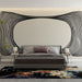 Papier peint abstrait avec motif ondulé noir sur fond clair pour chambre moderne