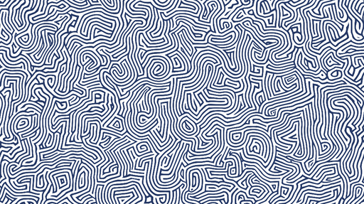 Papier peint abstrait Motif sinueux en bleu marine et blanc