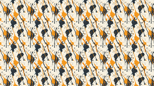 Papier peint abstrait Motifs éclaboussures orange et noir sur fond crème