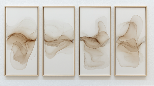 Papier peint abstrait Motifs fluides dans des tons bruns délicats