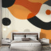 Papier peint abstrait avec motifs ondulés aux teintes chaudes et froides pour chambre moderne