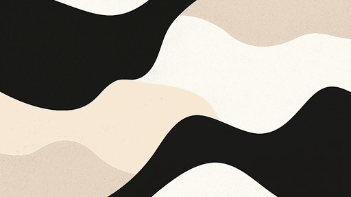 Papier peint abstrait Motifs ondulés en noir, blanc et beige