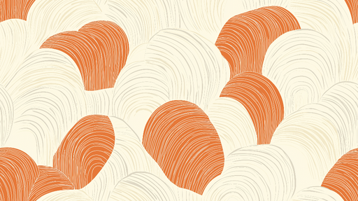 Papier peint abstrait Motifs ondulés en orange et beige