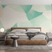 Papier peint abstrait avec motifs ondulés en teintes pastel pour chambre moderne.