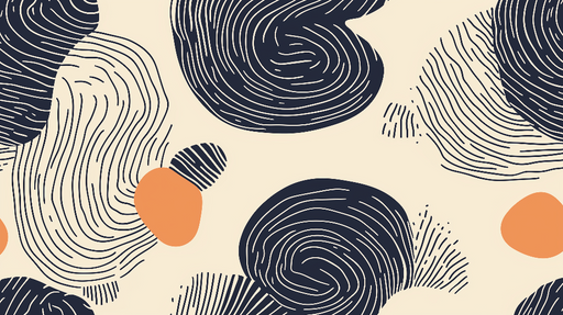 Papier peint abstrait Motifs ondulés et formes organiques sur fond crème